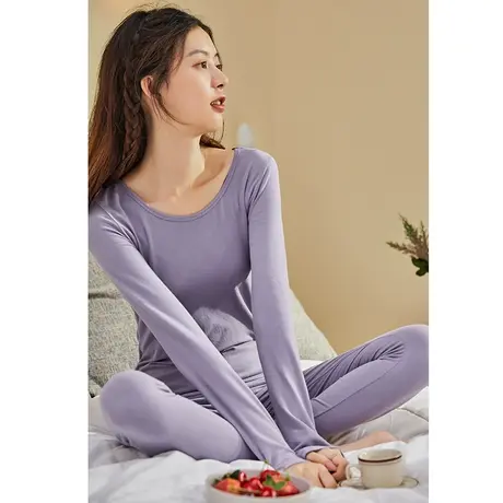 唐狮情侣保暖内衣秋衣秋裤纯棉套装男女青少年棉毛衫全棉线衣线裤图片