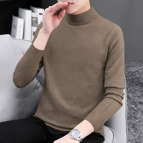 2023新款毛衣男春秋款针织打底衫半高领秋冬季毛线衣中领休闲毛衫图片