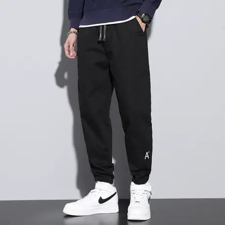 休闲长裤子男潮牌秋冬款运动裤潮流百搭九分抽绳小脚束脚黑色卫裤商品大图