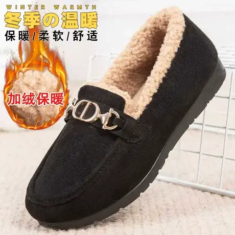 棉拖鞋女冬季豆豆鞋老北京布鞋拖鞋可外穿加绒棉鞋家居新款布拖鞋商品大图