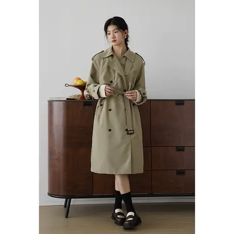 嘉茱莉2023秋季新款英伦风风衣外套女高级感宽松休闲中长款上衣商品大图