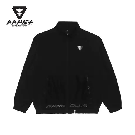 AAPE+运动男装秋冬撞色印花猿人徽章网袋拼接立领夹克外套7436XXG商品大图