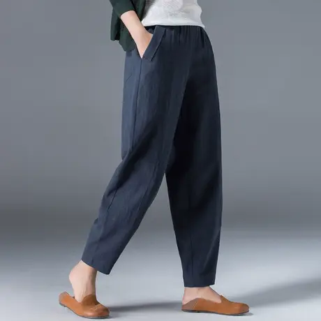 夏季棉麻裤女灯笼裤休闲女裤奶奶裤苎麻裤子女夏亚麻萝卜裤哈伦裤商品大图