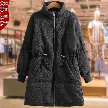 中年妈妈装冬装羽绒服外套时尚长款棉袄加肥加大码女装棉衣200斤商品大图