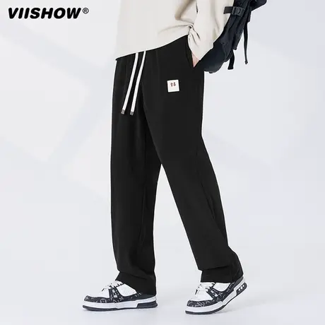 VIISHOW日系复古纯色直筒裤男潮牌街头宽松阔腿灯芯绒休闲运动裤商品大图