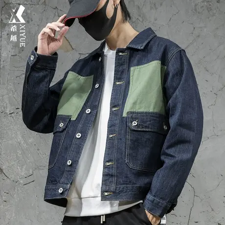 秋冬新款美式牛仔外套男胖子大码加绒牛仔衣男生加肥加大男士夹克商品大图