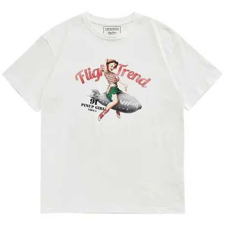 VIP夏季短袖t恤男ins潮牌2023新款美式复古纯棉半袖打底衫情侣装商品大图