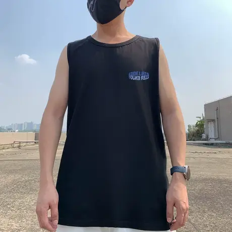 夏季纯棉无袖t恤背心宽松潮牌ins坎肩短袖运动加肥加大码男装潮商品大图