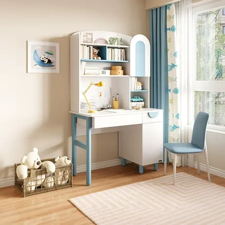 全友家居儿童书桌现代简约卧室家用小学生书桌书柜二合一121372商品大图