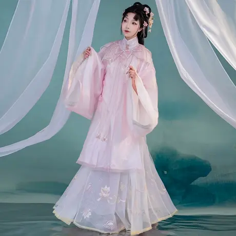 【如梦霓裳丨如梦令】汉服女明制立领纱衫袄裙长袄夏季绣花马面裙图片