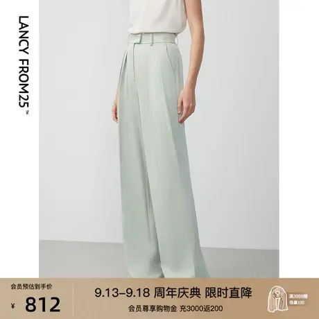 朗姿法式率性高腰阔腿裤2023夏季新款通勤休闲西装正装裤长裤子女商品大图