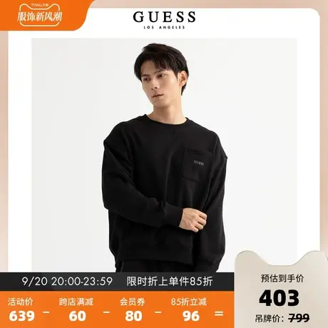 GUESS23 新秋季男复古美式oversize休闲圆领运动卫衣-X3PP47K2Q40图片