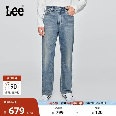Lee25早秋新品舒适阔腿经典五袋款天丝中蓝色男牛仔裤潮流A08758图片