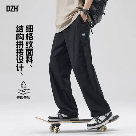 男士黑色工装裤子男直筒宽松2025新款夏季薄款男裤休闲长裤伐木裤商品大图