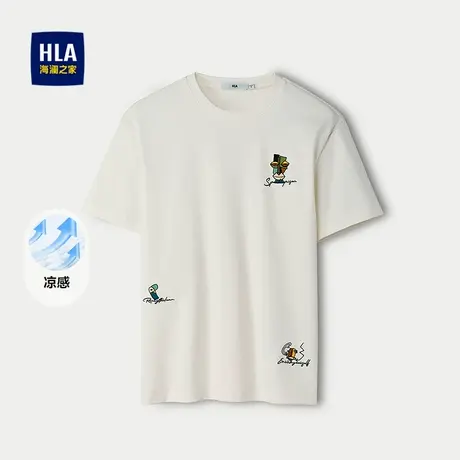 HLA/海澜之家短袖T恤25春夏新款凉感趣味卡通图案绣花艺术上衣男商品大图