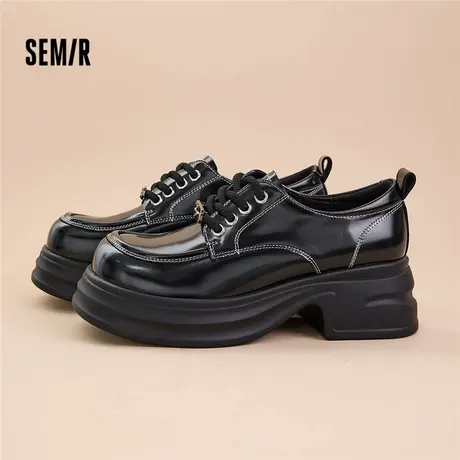 SEMIR旗舰店2025春夏季新款好搭英伦风系带厚底增高乐福鞋女鞋商品大图