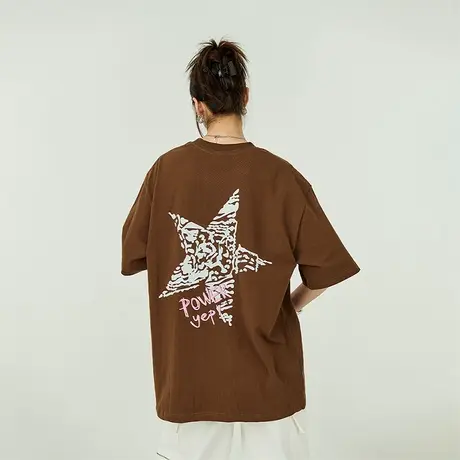 YEP大版美式复古短袖t恤女夏季2025新款宽松纯棉情侣装半袖上衣潮商品大图