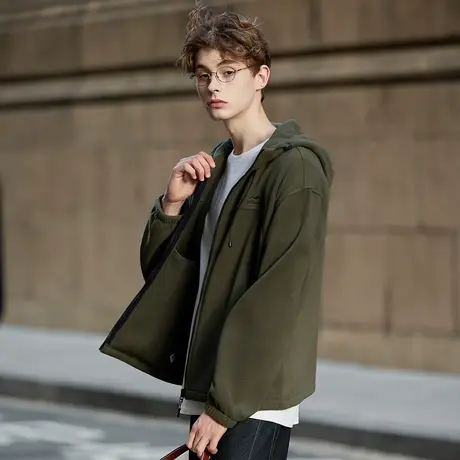 唐狮秋冬季摇粒绒外套男连帽保暖加厚短款百搭秋冬加厚外套男TUTA商品大图