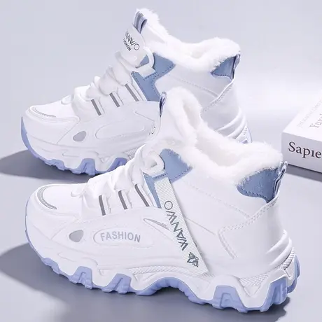 高帮老爹鞋女款2023冬季新款运动女鞋初中学生加绒加厚东北大棉鞋图片