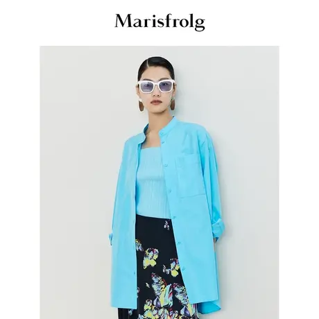 #多巴胺穿搭# 玛丝菲尔衬衫23春季新款优质棉亲肤立领休闲商品大图