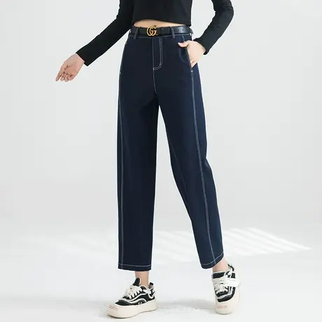 高腰阔腿牛仔裤女2023年新款秋季镰刀裤宽松裤子九分老爹裤哈伦裤商品大图