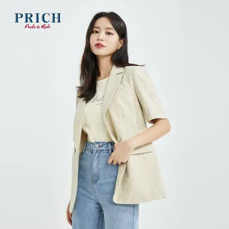 PRICH西装夏新款气质设计感小众双排扣百搭休闲短袖职场外套女商品大图
