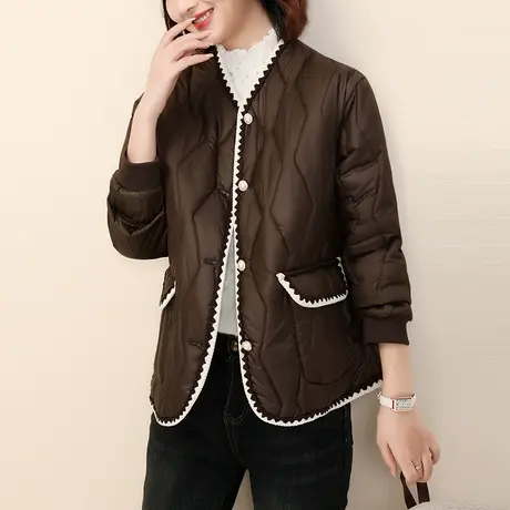 新品8.5折】复古时髦圆领棉衣时尚百搭加厚保暖棉服外套商品大图