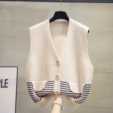 v领针织开衫马甲背心女2023秋装新款宽松外穿马夹外搭毛衣坎肩潮商品大图