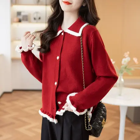 秋季女装新款针织衫2023年初秋女上衣洋气百搭毛衣开衫外套春秋装商品大图