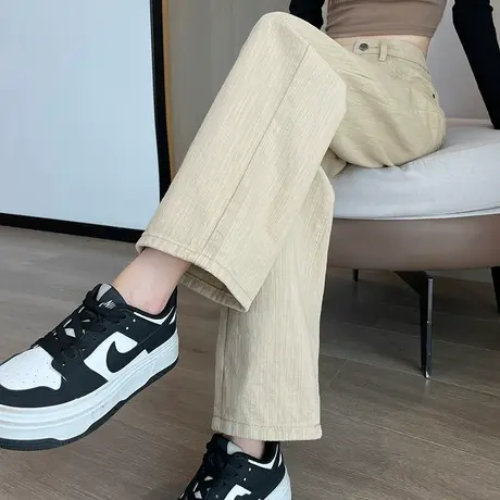 窄版阔腿牛仔裤女春秋2023新款高腰显瘦直筒百搭垂感拖地裤ins潮商品大图