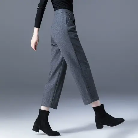 八分毛呢裤女秋冬直筒2024新款女士小个子九分裤冬季女裤羊毛裤子商品大图