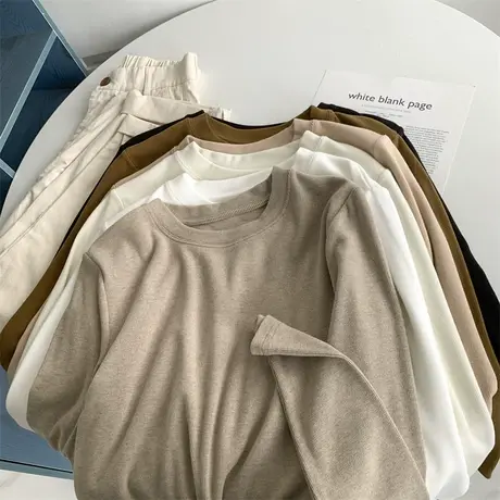 立领圆领莫斯绒长袖打底衫女高性价比内搭气质加厚打底上衣T恤女商品大图