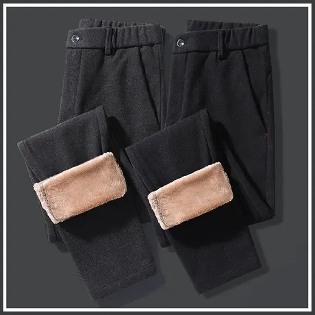秋冬季羊羔绒裤子男士加绒加厚西裤保暖外穿休闲裤防风加棉裤冬天商品大图