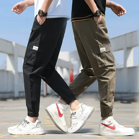 秋冬加厚工装长裤男士休闲韩版潮流百搭初中学生潮牌宽松九分束脚商品大图