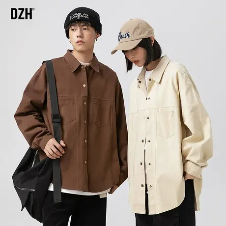 情侣衬衫外套男长袖上衣男款秋季纯棉工装夹克男士2024新款情侣装图片