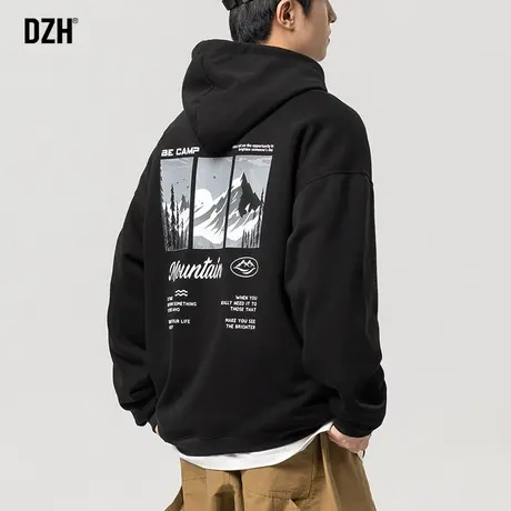 男士黑色潮牌连帽卫衣男春秋季重磅秋季休闲外套男装情侣衣服上衣商品大图