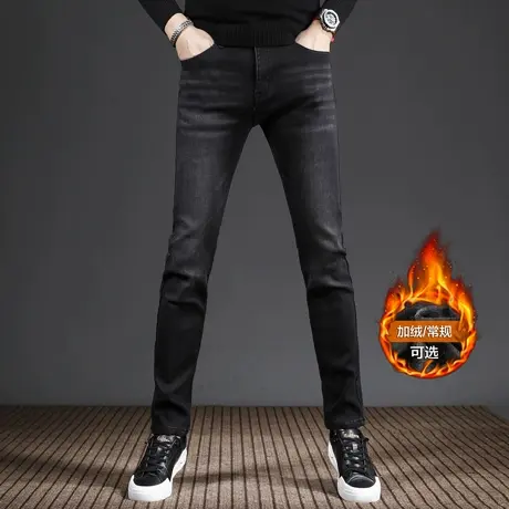 黑色牛仔裤男款春秋季修身小脚2023新款弹力百搭男士裤子男春秋款商品大图