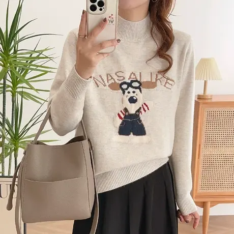 半高领设计感加厚女士毛衣女款2023新款秋冬小个子内搭打底衫冬季图片