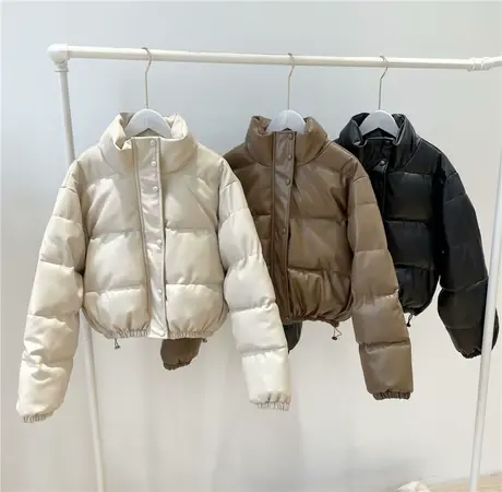 美拉德秋冬欧美风立领百搭棉衣女短款宽松加棉皮夹克棒球服外套潮图片