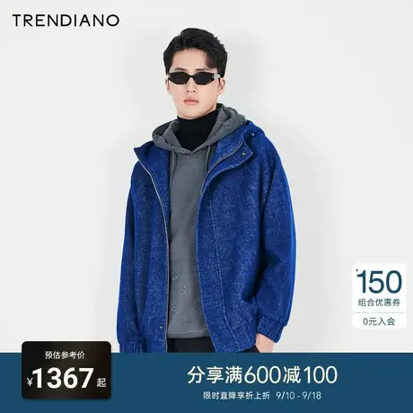TRENDIANO官方男装2023春季新款雪花针织毛呢外套男商品大图