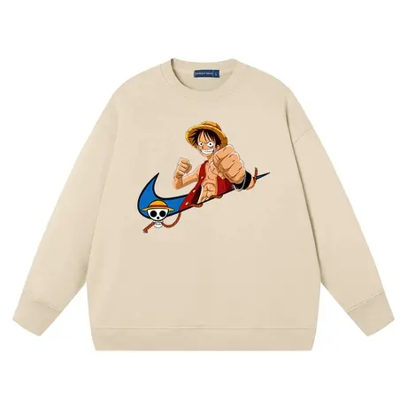 秀洛海贼王周边动漫卡通恶搞路飞同款长袖纯棉圆领套头卫衣情侣装图片