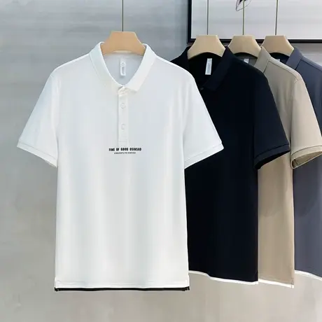 简约印花POLO衫男士短袖t恤夏季潮牌假两件日系休闲宽松半袖T体恤商品大图