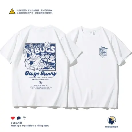 夏季新款港风美式复古潮牌印花短袖t恤男纯棉上衣宽松休闲体恤潮图片