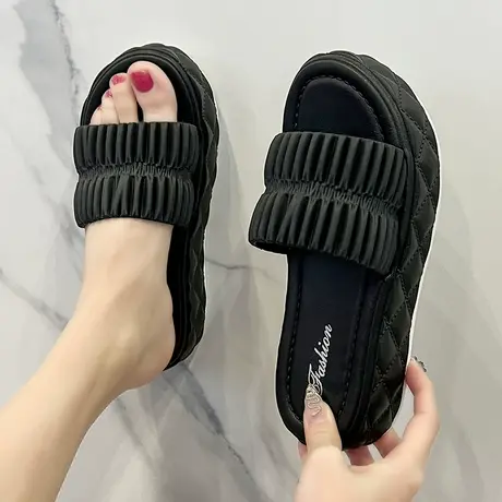 拖鞋女外穿时尚百搭厚底踩屎感凉拖鞋网红ins风小众高级感一字拖商品大图