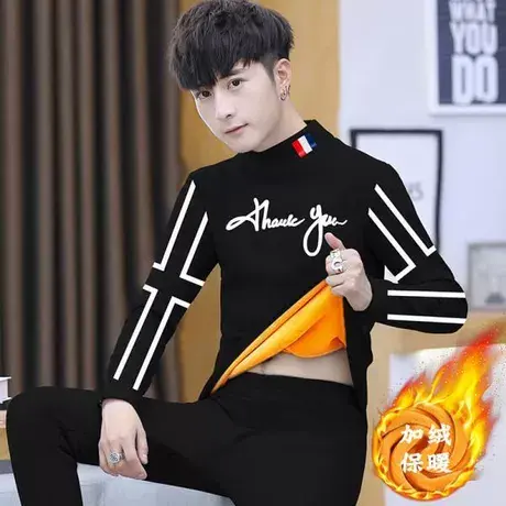 保暖内衣套装男冬季加厚加绒打底青少年高中学生外穿秋衣秋裤一套商品大图