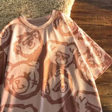 小熊短袖t恤女2023夏季新款宽松韩版白色半袖上衣ins潮网红原宿风商品大图