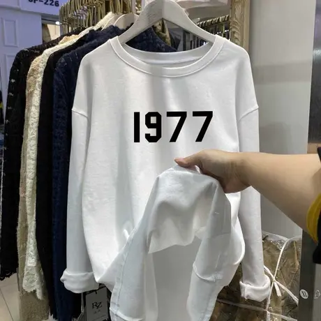 春秋叠穿长袖t恤女宽松内搭时尚洋气打底衫中长款磨毛纯棉上衣潮图片