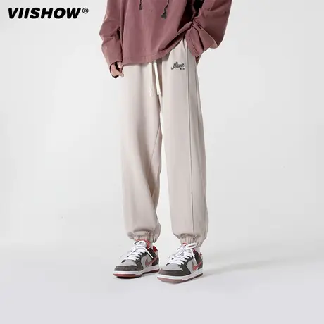 VIISHOW裤子男士春秋季2023新款潮牌束脚休闲裤宽松运动灰色卫裤商品大图