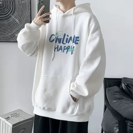 连帽卫衣男士春秋季外套情侣美式潮牌2023新款重磅百搭男装上衣服商品大图