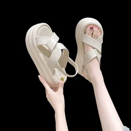 网红厚底超火高跟凉鞋女2023夏新款小个子增高气质百搭显瘦显腿长图片